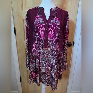 Elegant Paisley Women's Top - Purple and Pink